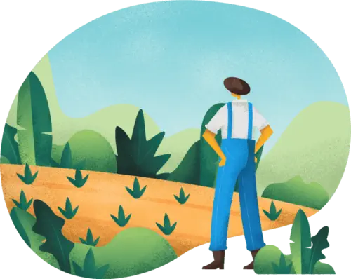 Illustration de fermier dans un champ